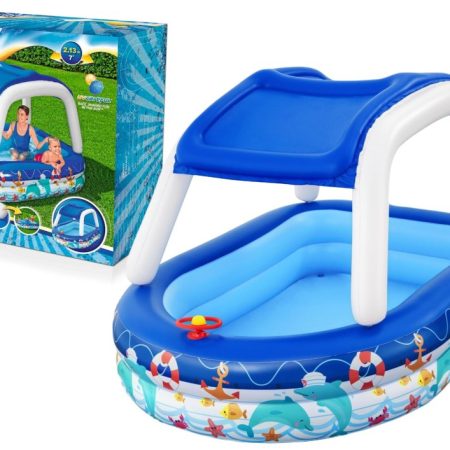 Felfújható csónak medence a legkisebbeknek tetővel 213x155x132 cm Bestway