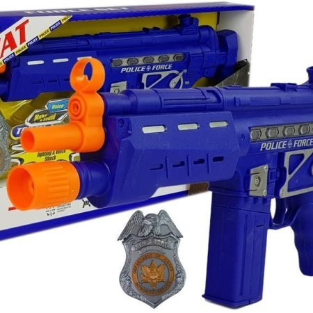 Police Set Gun Badge Sötétkék hangfényeffektusok 37 cm