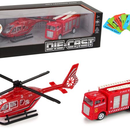 Tűzoltó helikopter és tűzoltóautó készlet