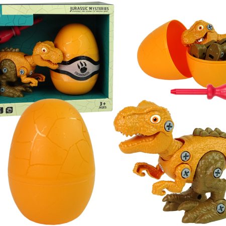 Dinoszaurusz Tyrannosaurus Rex tojással és narancssárga csavarhúzóval
