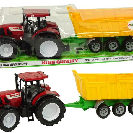 Traktor pótkocsival 50 cm piros