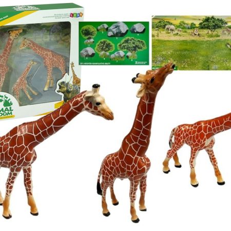 Zsiráf figurák afrikai háttérrel