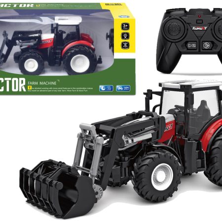 RC 1:24 piros távirányítós mozgatható kanalas traktor