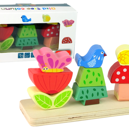 Fából készült puzzle virágzó pillangó madár