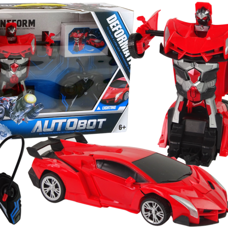 Robot Transformer 2 az 1-ben elektromos játékautó R/C távirányítóval piros színben