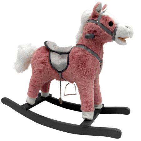 Rózsaszín ló kengyelen 74 cm hangokkal