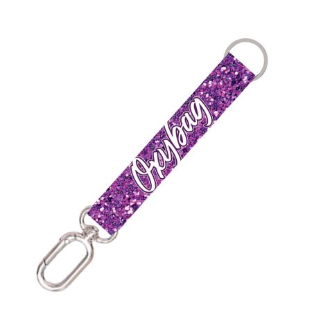 Rövid kulcstartó karabinerrel Purple Glitter