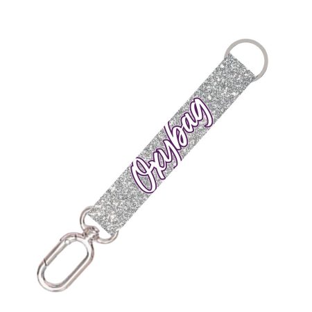 Rövid kulcstartó karabinerrel Silver Glitter
