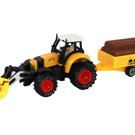 Sárga traktor pótkocsival