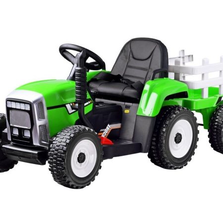 Elektromos traktor pótkocsival T2 zöld 12V7Ah EVA kerekekkel
