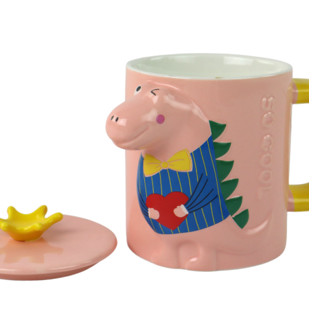 Bögre fedővel Dinosaur Pink Dinosaurus 400 ml