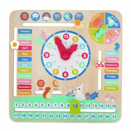Fából készült oktatási óra puzzle - színes napok és hónapok