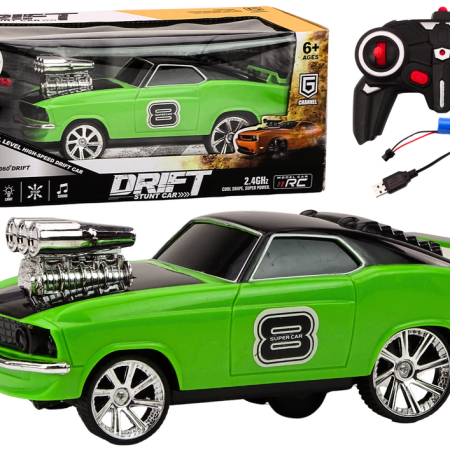 Távirányítós autó 1:18 A Drift 360 zölden világít és szól