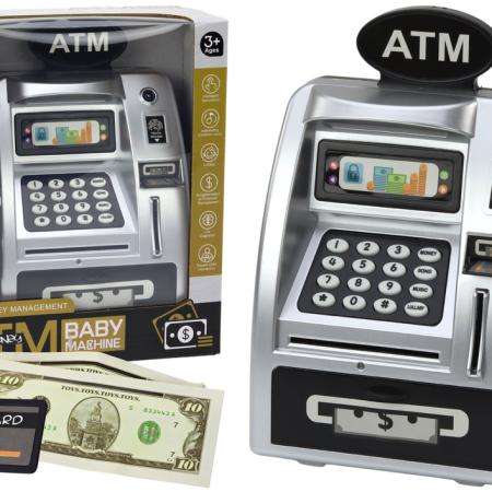 Gyerek ATM pénztárca megtakarítás ezüst-fekete