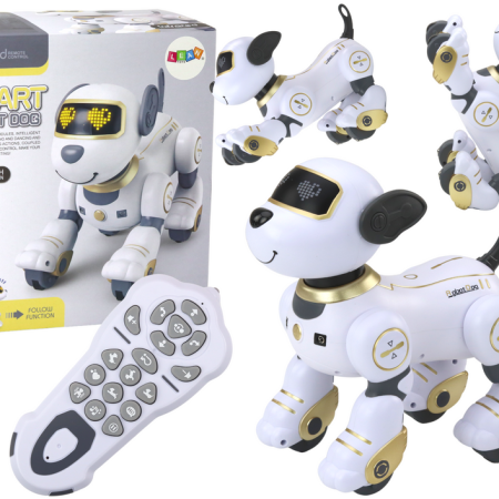 Az interaktív távirányítós robotkutya táncol és engedelmeskedik a parancsoknak