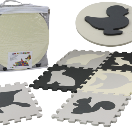 Puha hab puzzle kontrasztos oktatószőnyeg EVA szürke 28 db