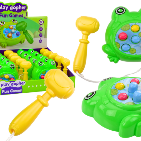 Mini játék Whack-A-Mole béka kalapáccsal a zöld zsinóron