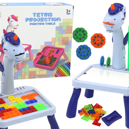 Mini projektor asztal Tetris 2in1 unikornis kék