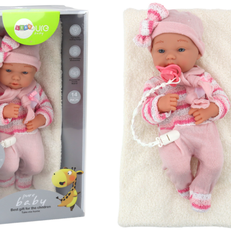 Baby doll pulóver csíkos sapkával sál kiegészítők rózsaszín