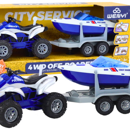 Rendőrségi ATV pótkocsival és motorcsónakkal
