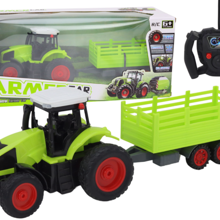 Távirányítós RC traktor pótkocsival 1:16 zöld