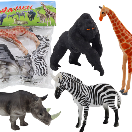 Afrikai állatfigurák készlete 4 db zsiráf gorilla