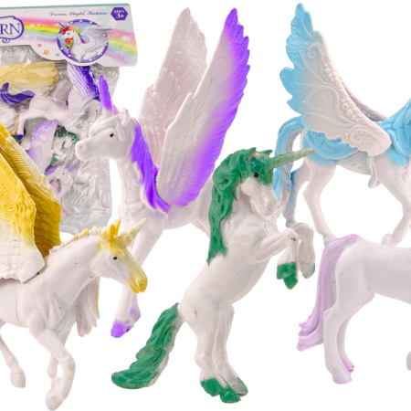 Egyszarvú Pegasus fehér varázsszárnyú figurakészlet 6 db