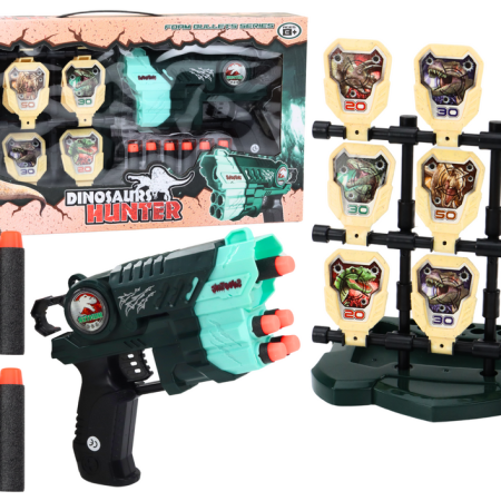 Fegyverkészlet céltáblával és habos darts Dinosaurs green