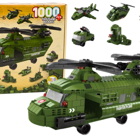 Építési készlet katonai helikopter zöld 1000 alkatrész