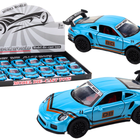Sportkocsi 1:32 figura kék fém légterelő