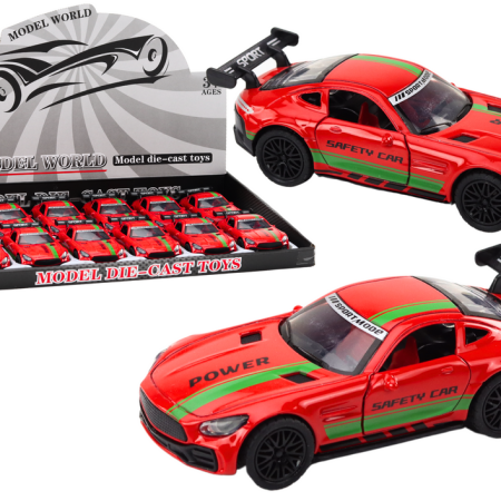 Sportkocsi 1:32-es figura metálpiros szárnyú hangokkal