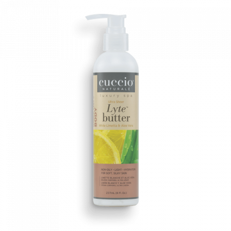 Cuccio Ultrakönnyű Testvaj Zöldcitrommal és Aloe Verával - Lyte Butter Ultra Sheer White Limetta & Aloe Vera (237 ml)