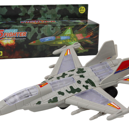 Katonai F35-ös vadászrepülőgép szürke fényekkel és hangokkal