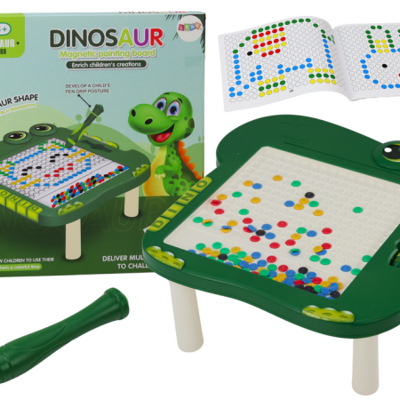 Oktató mágneses asztal táblával és dinoszaurusz puzzle-vel