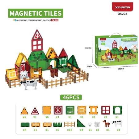 Mágneses építőkészlet farm 42 részes