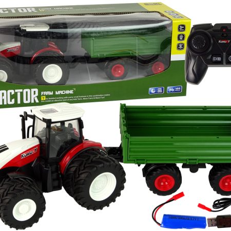 Távirányítós traktor pótkocsival 1:24