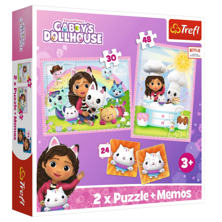 Puzzle és Pexeso Gabby Trefl macskával
