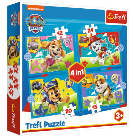 Puzzle Mancs járőr Futó kutyák 4 az 1-ben Trifl