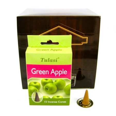 Tulasi Green Apple Füstölő Kúp kúpfüstölő – Zöld Alma