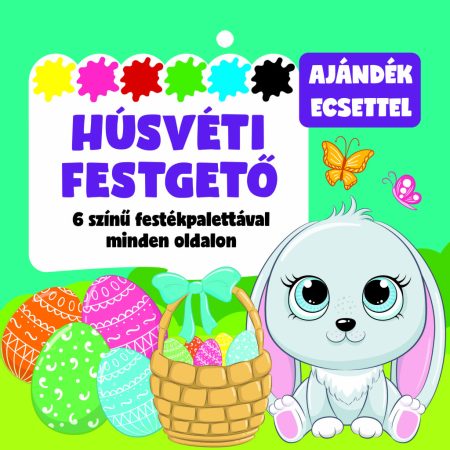 Húsvéti festegető -6 színű festékpalettával minden oldalon - ajándék ecsettel