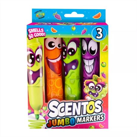 Scentos: Jumbo széles hegyű illatos filctoll 3 db-os - narancs