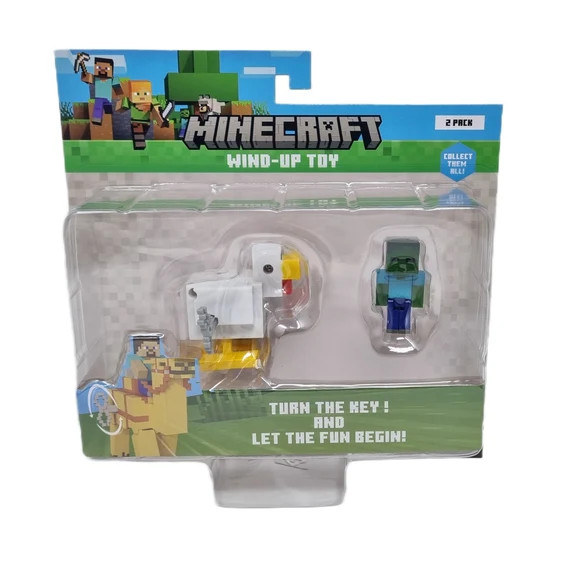 Minecraft 3D játékfigura felhúzható állattal 2. sorozat - Creeper a csirkével
