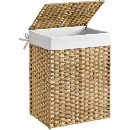 Kézzel fonott rattan szennyeskosár
