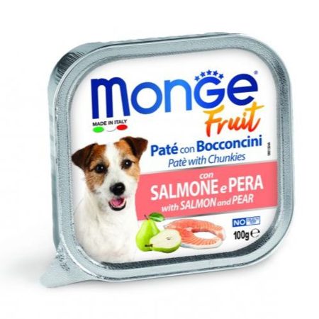 Monge Dog Fruit Paté & Chunkies Lazac - Körte 32x100g