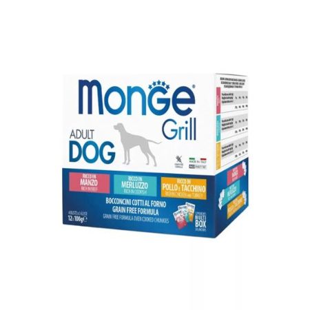 Monge Dog Grill Multibox Adult marha - tőkehal - csirke/pulyka 12x100g
