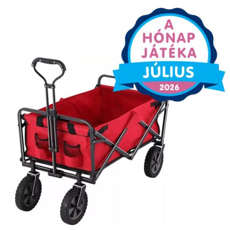 Strandkocsi 120 kg teherbírású piros összecsukható 68 x 46 x 64 cm-es