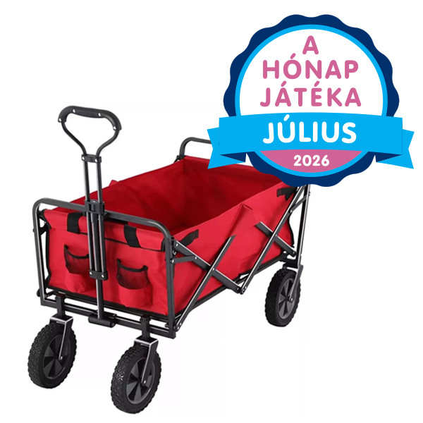 Strandkocsi 120 kg teherbírású piros összecsukható 68 x 46 x 64 cm-es