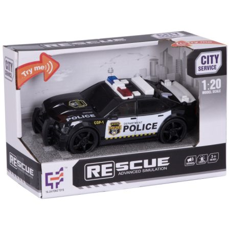 City Service - Rendőrautó fény és hangeffekttel 1:20 - fekete