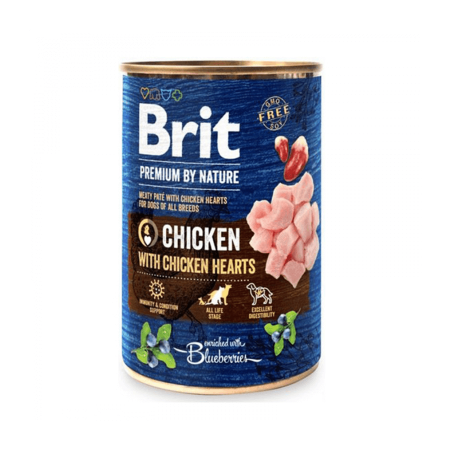 Brit Premium by Nature Adult Chicken with Chicken Hearts konzerv 6x800g