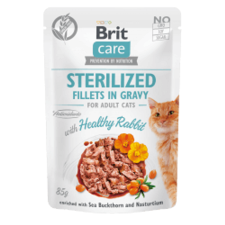 Brit Care Cat Sterilized Fillets in Gravy with Healthy Rabbit 12x85 g